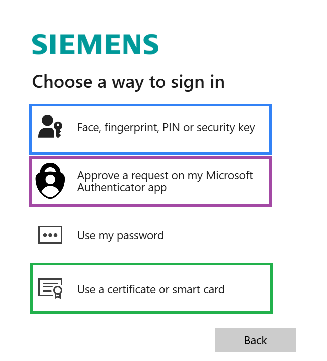 Chose another method to signin